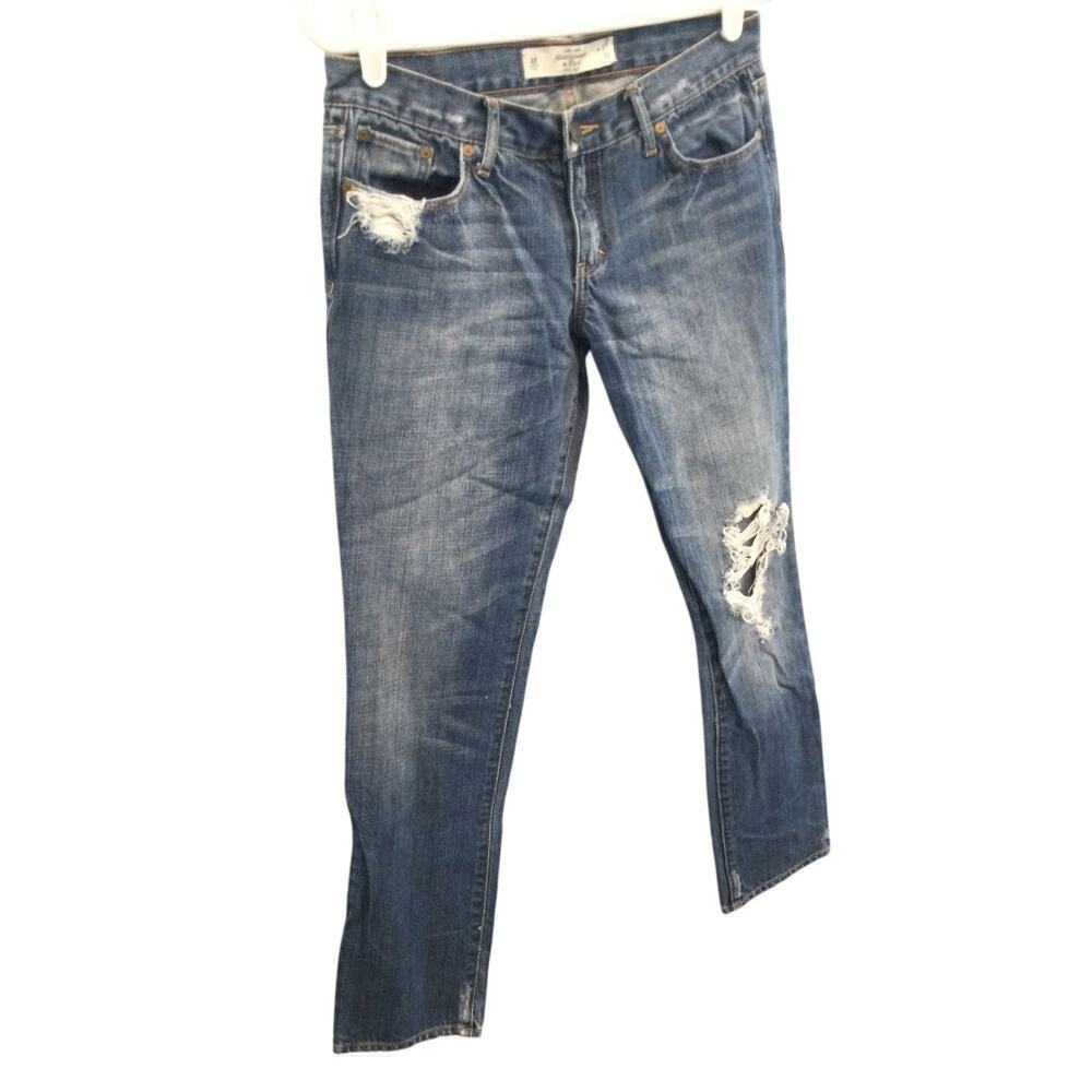 Abercrombie & Fitch‎ Womens Straight Jeans Size 4R 4 W 27 L 33 Medium Wash Denim
